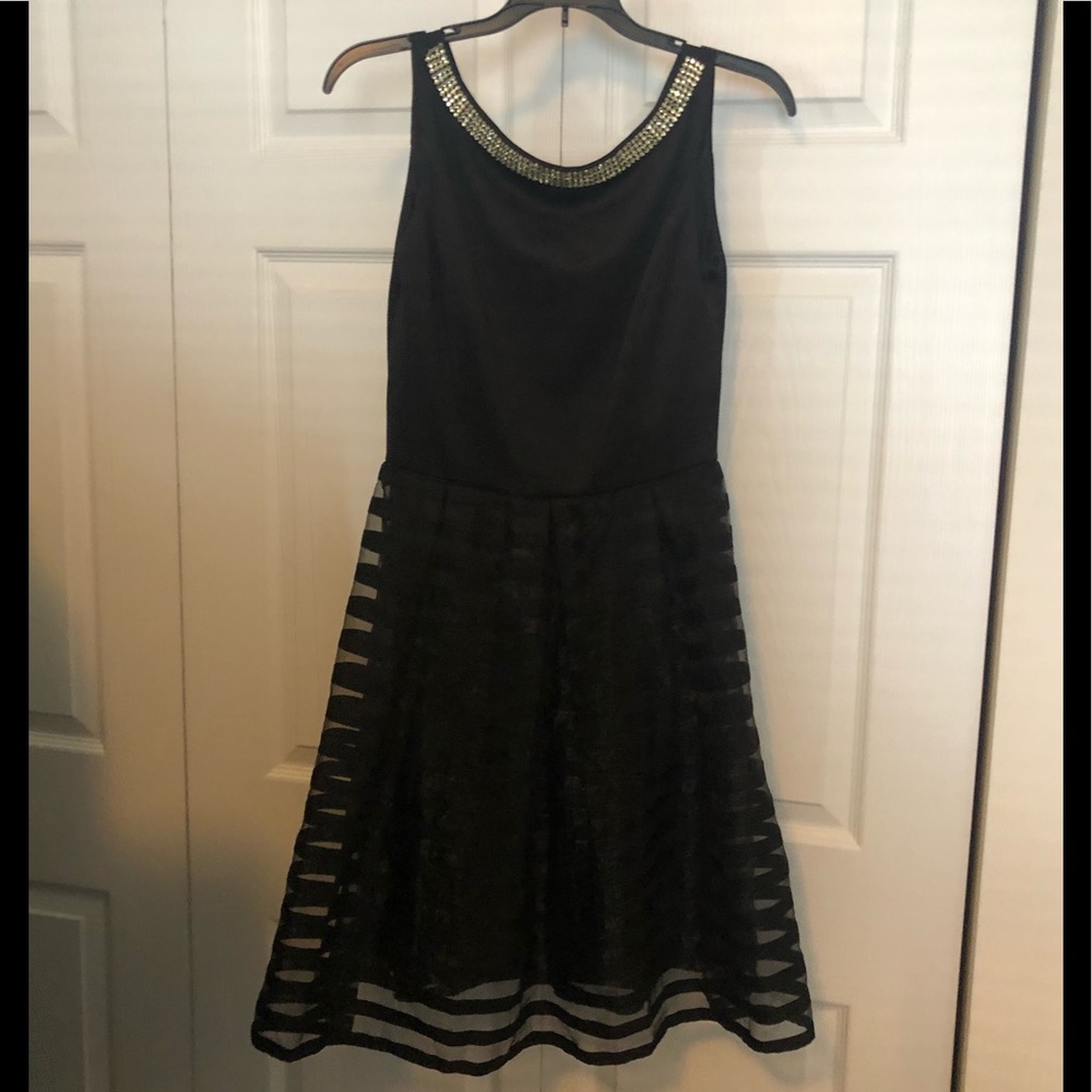 SD Collection Black Midi Dress with Silver Detailing